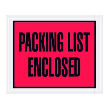 Box Packaging Full Face Envelopes, "Packing List Enclosed" Print, 5-1/2"L x 4-1/2"W, Red, 1000/Pack PL402